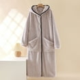 thumbnail image 1 of FDGIU Women's Plush Bathrobe with Hood & Pockets, Long Fluffy Fleece Robe for Women, Cozy Warm Hooded Sleepwear Loungewear, 1 of 3