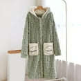 thumbnail image 1 of FDGIU Women's Plush Bathrobe with Hood & Pockets, Long Fluffy Fleece Robe for Women, Cozy Warm Hooded Sleepwear Loungewear, 1 of 3