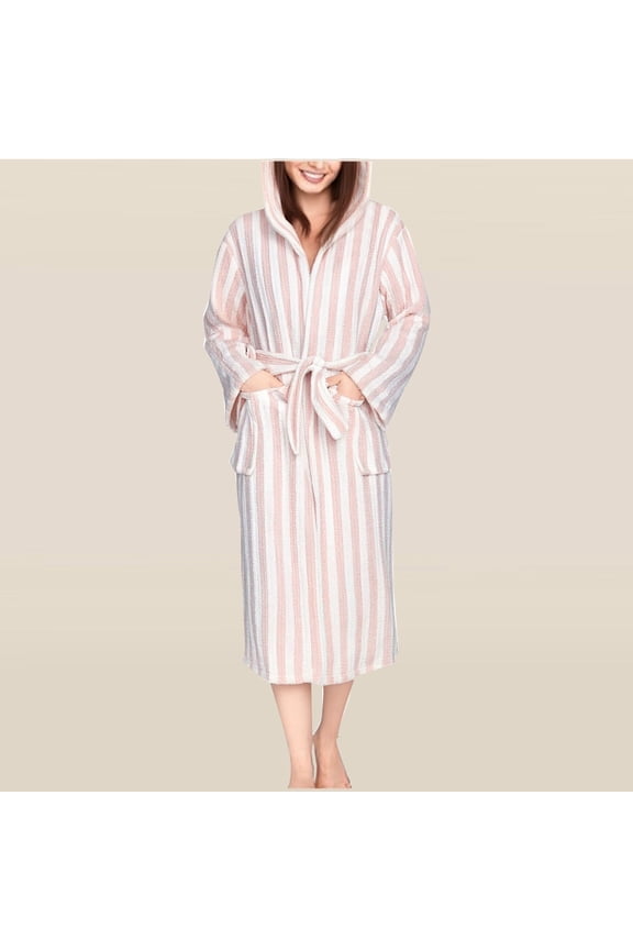 Women's Plush Bathrobe with Hood & Pockets, Long Fluffy Fleece Robe for Women, Cozy Warm Hooded Sleepwear Loungewear