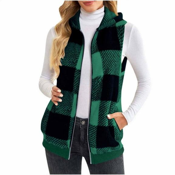 ‌‌FDGIU Women's Polar Fleece Vest - Lightweight Zip Up Sleeveless Jacket, Casual Oversized Winter Top