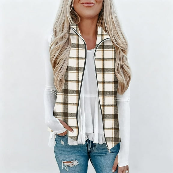 ‌‌FDGIU Women's Polar Fleece Vest - Lightweight Zip Up Sleeveless Jacket, Casual Oversized Winter Top