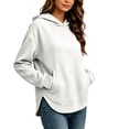 thumbnail image 1 of FDGIU Women's Quilted Pullover Hoodie, Long Sleeve Curved Split Hem Hooded Sweatshirt with Kangaroo Pocket for Casual Daily Wear, 1 of 4