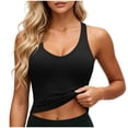 thumbnail image 1 of FDGIU Women's Racerback Padded Sports Bra Tank, Solid V Neck Cropped Workout Athletic Camisole Top, 1 of 8