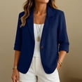 thumbnail image 1 of FDGIU Women's Roll Cuff 3/4 Sleeve Linen Blazer Jacket, Single Button Notched Lapel Open Front Casual Suit Coat with Patch Pockets for Summer Office Business Daily Layering, 1 of 7