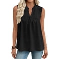 thumbnail image 1 of FDGIU Women's Ruffle V Neck Eyelet Sleeveless Tank Top, Loose Babydoll Curved Hem Summer Casual Camisole Blouse, 1 of 8