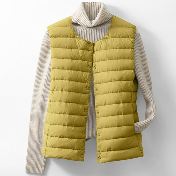 FDGIU Women's Sleeveless Outdoor Vest - Hooded Winter Quilted Vest with Casual Fashion Design, Warm Zip Up Outerwear for Fall