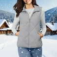thumbnail image 1 of FDGIU Women's Sleeveless Outdoor Vest - Hooded Winter Quilted Vest with Casual Fashion Design, Warm Zip Up Outerwear for Fall, 1 of 7