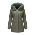 thumbnail image 1 of FDGIU Women's Slim Fit Puffer Coat - Attached Hood Zip Front, Lightweight Warm Long Jacket for Cold Weather Outdoor, 1 of 6