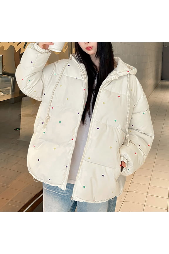 Women's Slim Fit Puffer Coat - Attached Hood Zip Front, Lightweight Warm Long Jacket for Cold Weather Outdoor