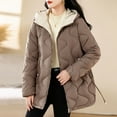 thumbnail image 1 of FDGIU Women's Slim Fit Puffer Coat - Attached Hood Zip Front, Lightweight Warm Long Jacket for Cold Weather Outdoor, 1 of 3