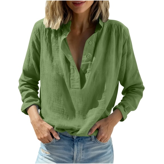 FDGIU ‌‌‌‌Women's Slim Fit V Neck Tee - Long Sleeve Spring Basic Top for Everyday Casual