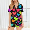 thumbnail image 1 of FDGIU Women's Soft Comfortable Heart Print Pajama Set - Short Sleeve Button Down 2 Piece Shorts Loungewear S-2XL, 1 of 7