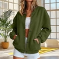 thumbnail image 1 of FDGIU Women's Solid Snap Button Jacket, Drop Shoulder Rib Cuff Long Sleeve Oversized Casual Sweatshirt Coat with Side Pockets for Spring Fall Daily Lounge Layering, 1 of 8