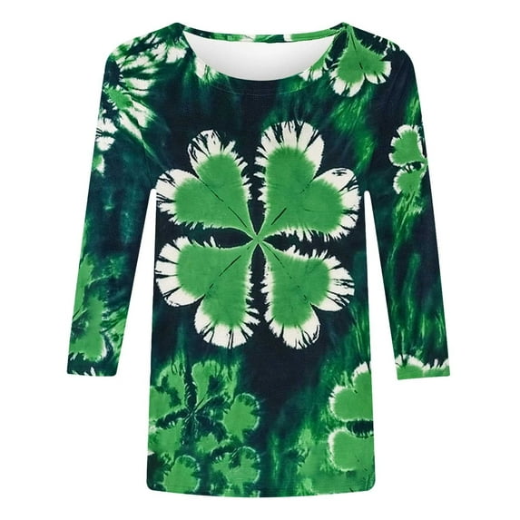 FDGIU Women's St. Patrick's Day Graphic Tee - Short Sleeve Crew Neck Comfort Fit Shamrock Print