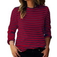 thumbnail image 1 of FDGIU Women's Striped Color Block Raglan Sleeve Top - Loose Fit Crewneck Long Sleeve Casual Spring Summer Tee, 1 of 6
