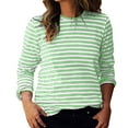 thumbnail image 1 of FDGIU Women's Striped Color Block Raglan Sleeve Top - Loose Fit Crewneck Long Sleeve Casual Spring Summer Tee, 1 of 6