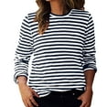 thumbnail image 1 of FDGIU Women's Striped Color Block Raglan Sleeve Top - Loose Fit Crewneck Long Sleeve Casual Spring Summer Tee, 1 of 6