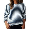 thumbnail image 1 of FDGIU Women's Striped Color Block Raglan Sleeve Top - Loose Fit Crewneck Long Sleeve Casual Spring Summer Tee, 1 of 6