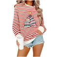 thumbnail image 1 of FDGIU Women's Striped Graphic Christmas Sweatshirt - Oversized Crewneck Pullover Merry Xmas Long Sleeve Holiday Outfit, 1 of 5