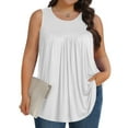 thumbnail image 1 of FDGIU Women's Summer 2025 Plus Size Peplum Tank Tops - V Neck Sleeveless Pleated Blouse for Beach and Office Wear, 1 of 6