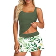 thumbnail image 1 of FDGIU ‌Women's Tummy Control Tankini Bathing Suit Two Piece Ruched Swimwear Floral Print Swimdress with Skirt Modest Coverage for Summer Beach Pool, 1 of 5