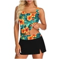 thumbnail image 1 of FDGIU ‌Women's Tummy Control Tankini Bathing Suit Two Piece Ruched Swimwear Floral Print Swimdress with Skirt Modest Coverage for Summer Beach Pool, 1 of 5