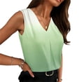 thumbnail image 1 of FDGIU Women's V Neck Front Pleat Sleeveless Satin Tank Top, Solid Loose Straight Hem Business Casual Camisole Blouse, 1 of 7