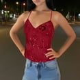 thumbnail image 1 of FDGIU Women's V Neck Sequin Tank Top Sparkly Sleeveless Spaghetti Strap Going Out Party Club Night Outfits, 1 of 6
