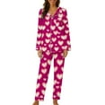 thumbnail image 1 of FDGIU ‌‌‌‌Women's Valentine Pajama Set - 2 Piece Sleepwear Long Sleeve Button Down Shirt & Pants, 1 of 6