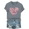 thumbnail image 1 of FDGIU Women's Valentine's Day Short Sleeve Shirt - Cute Heart Print Crew Neck Soft Casual Summer Top, 1 of 6