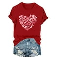thumbnail image 1 of FDGIU Women's Valentine's Day Short Sleeve Shirt - Cute Heart Print Crew Neck Soft Casual Summer Top, 1 of 6