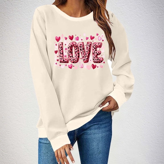 FDGIU Women's Valentine's Day Sweatshirt - Cute Red Graphic Pullover, Warm & Soft Comfy Holiday Gift
