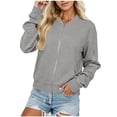 thumbnail image 1 of FDGIU Women's Waffle Knit Full Zip Jacket, Rib Cuff Long Sleeve Casual Sweatshirt Coat with Arm Zipper Pocket for Spring Fall Daily Lounge Layering, 1 of 5