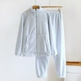 thumbnail image 1 of FDGIU Women's Winter Fuzzy Pajamas Set‌, 2 Piece Cozy Fleece Sleepwear, Loungewear Long Sleeve Top with Pockets, 1 of 3