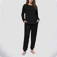 thumbnail image 1 of FDGIU Women's Winter Fuzzy Pajamas Set‌, 2 Piece Cozy Fleece Sleepwear, Loungewear Long Sleeve Top with Pockets, 1 of 6