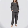 thumbnail image 1 of FDGIU Women's Winter Fuzzy Pajamas Set‌, 2 Piece Cozy Fleece Sleepwear, Loungewear Long Sleeve Top with Pockets, 1 of 6