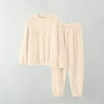 thumbnail image 1 of FDGIU Women's Winter Fuzzy Pajamas Set‌, 2 Piece Cozy Fleece Sleepwear, Loungewear Long Sleeve Top with Pockets, 1 of 3