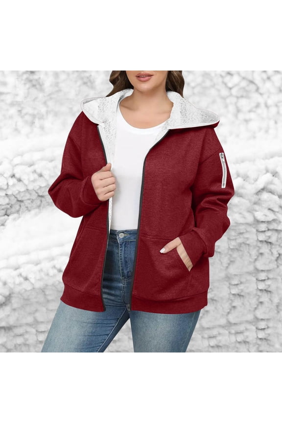 Women's Zip Up Hoodies - Oversized Fleece Sweatshirt Lightweight Jacket, Long Sleeve Casual Pockets Pullover Plus Size Fall Winter Spring Fashion