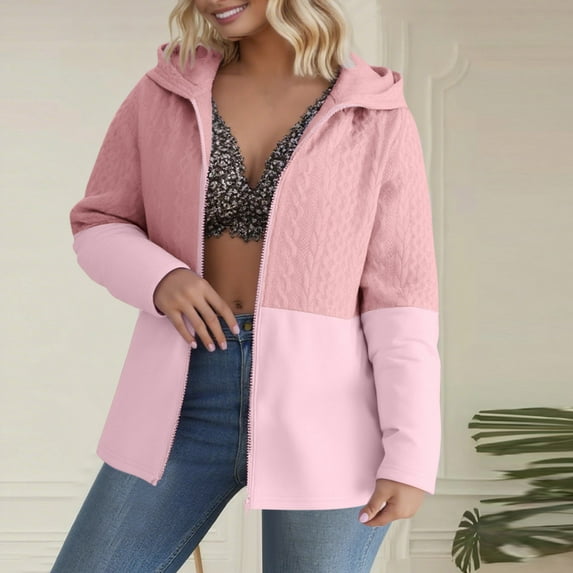 FDGIU Women's Zip Up Hoodies - Oversized Fleece Sweatshirt Lightweight Jacket, Long Sleeve Casual Pockets Pullover Plus Size Fall Winter Spring Fashion