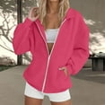 thumbnail image 1 of FDGIU Women's Zip Up Jacket - Oversized Fall Winter Sweatshirt, Stand Collar Casual Comfy Coat with Pockets, 1 of 5