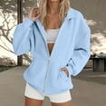thumbnail image 1 of FDGIU Women's Zip Up Jacket - Oversized Fall Winter Sweatshirt, Stand Collar Casual Comfy Coat with Pockets, 1 of 5