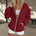 thumbnail image 1 of FDGIU Women's Zip Up Jacket - Oversized Fall Winter Sweatshirt, Stand Collar Casual Comfy Coat with Pockets, 1 of 5