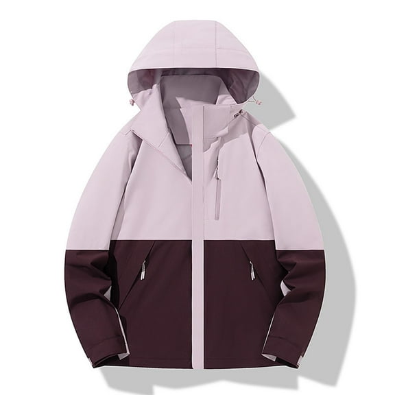 ‌FDGIU Women's Zip Up Waterproof Rain Jacket with Hood - Lightweight Windbreaker for Outdoor Hiking, Casual Loose Fit with Pockets