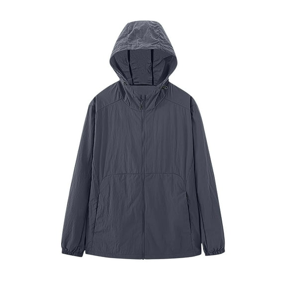 FDGIU Women's Zip Up Waterproof Rain Jacket with Hood - Lightweight Windbreaker for Outdoor Hiking, Casual Loose Fit with Pockets