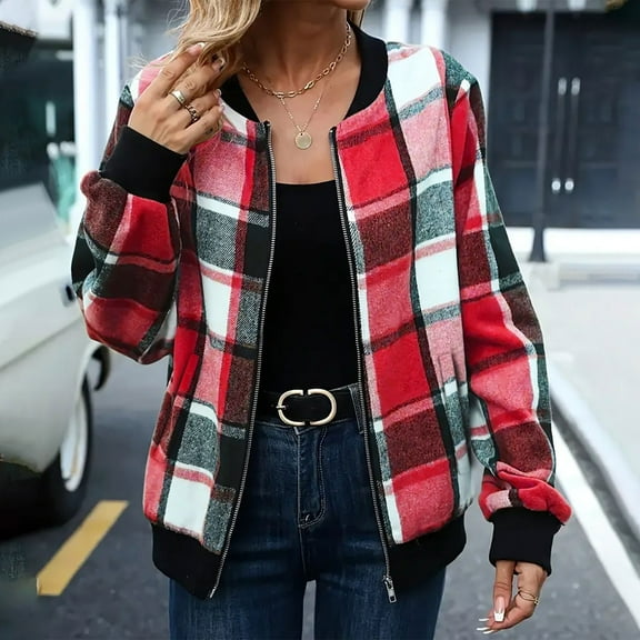 ‌FDGIU Womens Plaid Shacket Jacket Long Sleeve Button-Up, Warm Flannel Shirt Coat for Fall Fashion & Winter Clothing