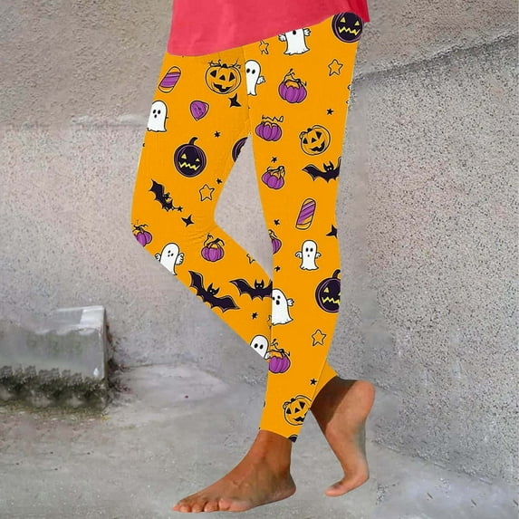 FDGIU Yoga Pants Stretch Pants Women's Halloween Printed Casual Hip Lifting Yoga Pants Leggings Tummy Control Trousers