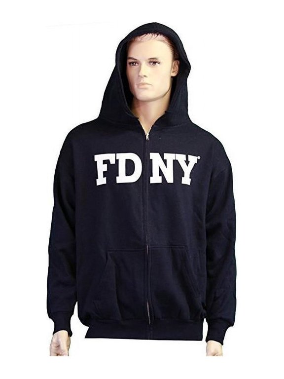 Hoodie Screen Print Fire Dept Sweatshirt Navy Large