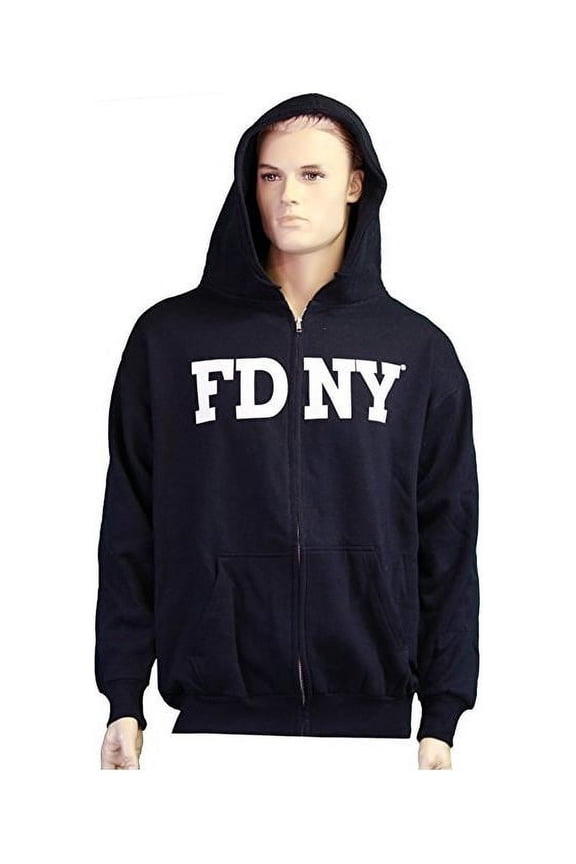 Hoodie Screen Print Fire Dept Sweatshirt Navy Large