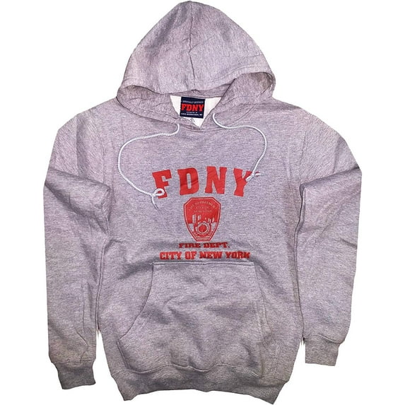 FDNY Hoodie Sweatshirt New York City Fire Department Screen Printed Shield 2...