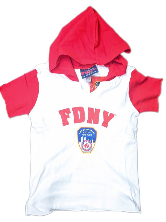 Kids Hoodie T-Shirt Youth NY Fire Dept Boys Girls Tee Red White Medium...